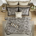thumbnail image 5 of Full Black Jacquard Comforter Set - 12-Piece Luxury Bedding with Cotton Sheets & Paisley Design, 5 of 11