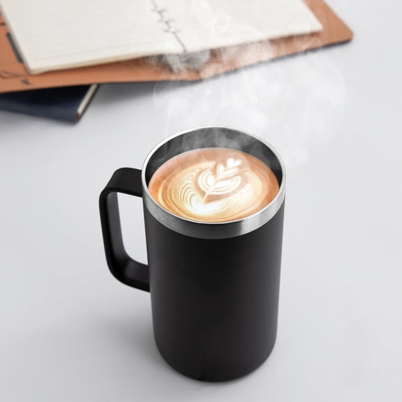 24 oz Stainless Steel Insulated Mug with Handle and Lid Double Wall Vacuum Travel Tumbler Black