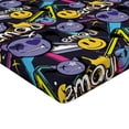 thumbnail image 2 of Ambesonne Emoji Fitted Sheet, X Shaped Eye Evil Faces Print, King Size, Violet and Multicolor, 2 of 3