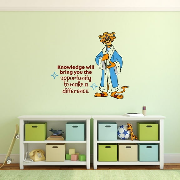 Knowledge Robin Hood Tiger Quote Cartoon Quotes Decors Wall Sticker Art Design Decal for Girls Boys Kids Room Bedroom Nursery Kindergarten Home Decor Stickers Wall Art Vinyl Decoration (20x18 inch)