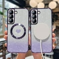 thumbnail image 2 of for Samsung Galaxy S22 Plus Case Glitter, [Strong Magesafe Metal Plate][Full Protection Camera Lens Protected] Bling Shiny Luxury Chrome Plated (Purple), 2 of 12