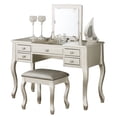 thumbnail image 1 of Poundex Furniture Wood Vanity Set with Stool and Mirror in Silver, 1 of 4