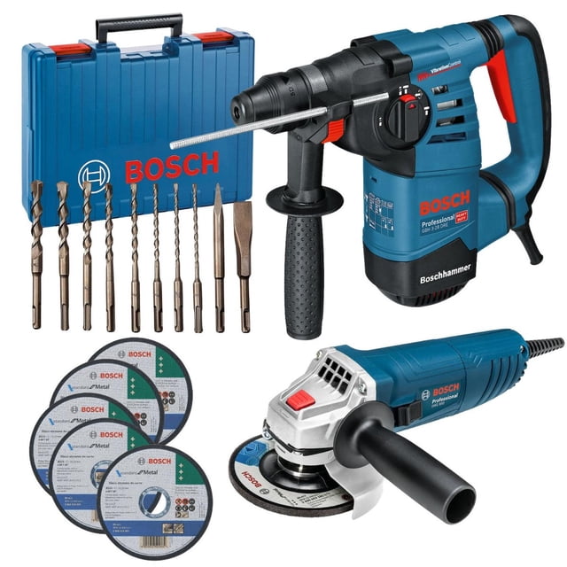 Rotomartillo Bosch Gbh 800w Sds Plus +esmeriladora+jgobrocas azul Estándar