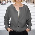 thumbnail image 5 of Wang6 Women Plus Size Cardigans Jacket Trendy Long Sleeve Button down Coat Fall Open Front Loose Fit Solid Outwear Tops X_0617liDark Gray XXL, 5 of 8
