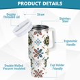 thumbnail image 4 of 40 oz Tumbler With Handle Stainless Steel Insulated Tumbler With Lid for Car Cup Holder Traditional Snowflakes Motifs, 4 of 9