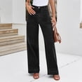 thumbnail image 3 of Wutalume High Waisted Jeans for Women Vintage Style Straight Leg, Retro Wash Denim Pants for Timeless Everyday Comfort,Black L, 3 of 7