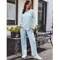 thumbnail image 4 of Ekouaer Women's Waffle Knit Pajama Sets Comfy Long Sleeve Lounge Sets 2 Piece Matching Pj Sets with Pockets, 4 of 6