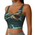 thumbnail image 2 of Pofeuu Abstract Geometric Shark Print Sports Bra for Women Sexy Vest Yoga Running Gym Fitness Crop Bras Tops-Large, 2 of 8