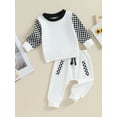 thumbnail image 3 of Bslissey Toddler Baby Boys Girls Pants Sets Checkerboard Print Long Sleeve Sweatshirt + Elastic Pants 2Pcs Tracksuit Outfits Infant Casual Daily Clothes 0-3 Years, 3 of 9