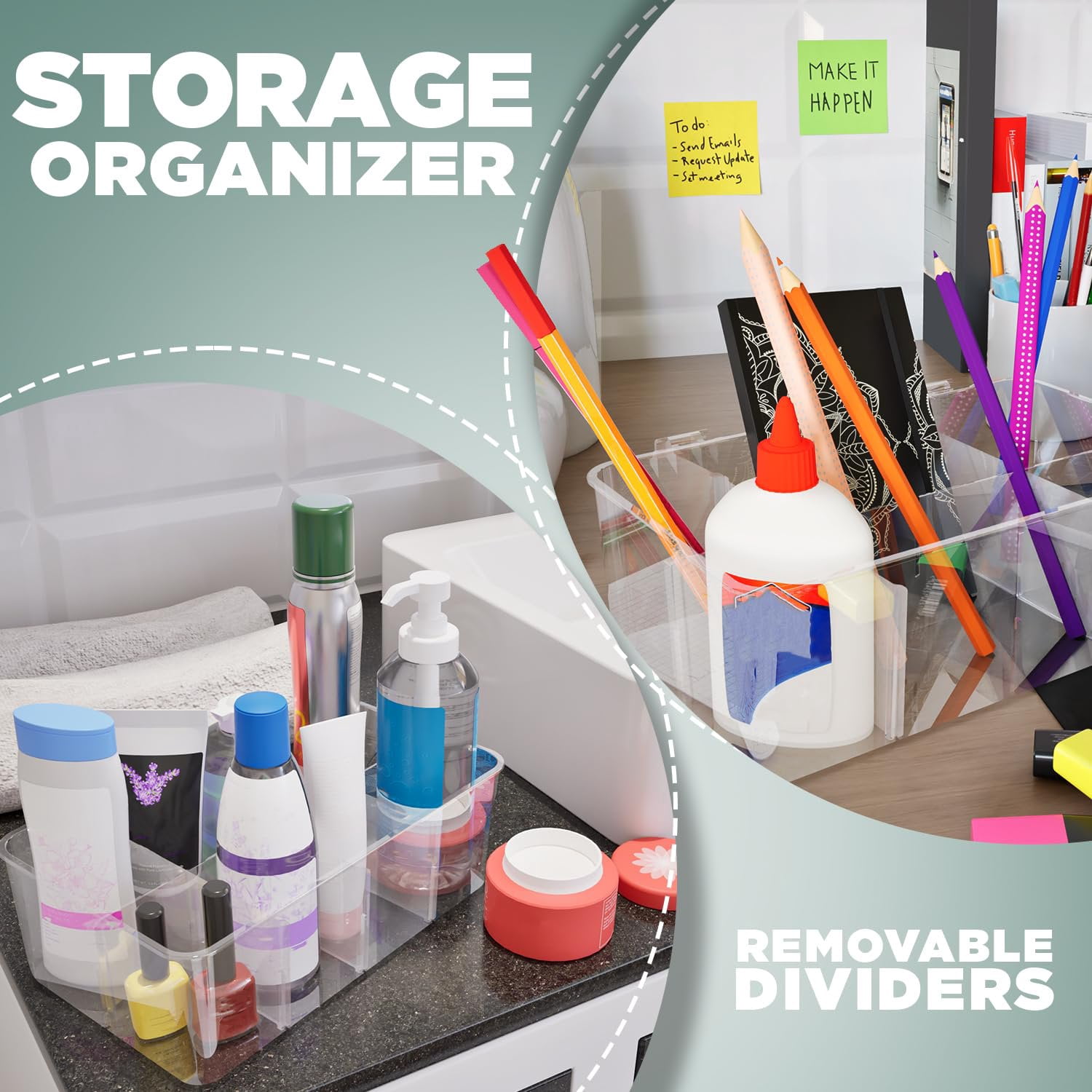 Utopia Home - Tea Bag Organizer With Lids, Clear Pantry Storage Box - 3 Pack Stackable Partition Organizers or Holder With Lids For Drawers, Countertops, Fridge, Kitchen, Snack & Spice Organization