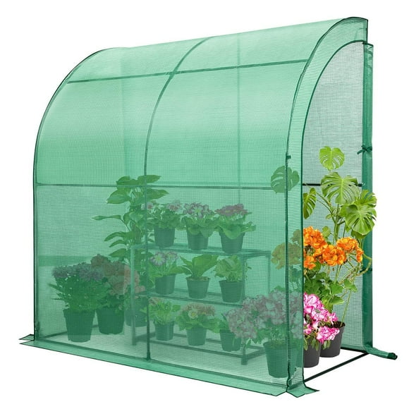 Greenhouse for Outdoors, Portable Walk-in Green House with 3 Tires Plant Rack and Roll-Up Zipper Entry Doors for Indoor Outdoor Plant, 85" x 39" x 79"