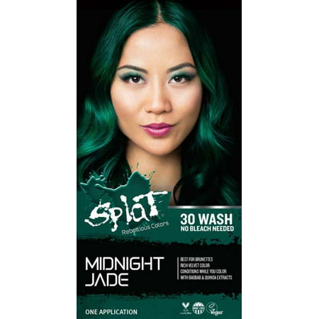 Splat 30 Wash No Bleach Hair Dye Midnight Jade Green Hair (Best Way To Bleach Black Hair)