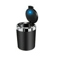 thumbnail image 1 of Car Ashtray with LED Light, ABS + Stainless Steel, Flip-Top, Removable Liner, Flame-Retardant, Also for Small Trash Storage, 1 of 6
