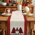 thumbnail image 2 of Christmas Gnome Checkered Tree Table Runner 13x90in Non-Slip Cotton Linen Table Runners, Red Black Linen Buffalo Plaid Dresser Scarves TableRunner for Dinner Kitchen Dining Wedding Party, 2 of 9