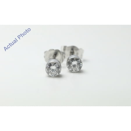 18k White Gold Round Cut Invisible Setting Diamond Earrings (0.64 Ct, G Color, SI1 Clarity)
