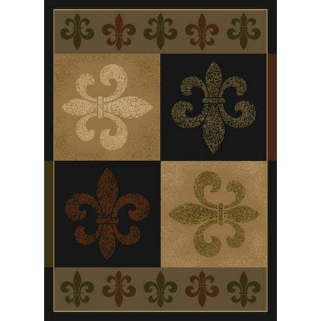 Rug Legacy Panel - United Weavers China Garden Area Rugs - 050-35845 Transitional Casual Olive Panel Squares Fleur De Lis Border Rug
