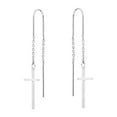 thumbnail image 4 of Simply Faithful Sterling Silver Cross Chain Slide-Through Dangle Earrings, 4 of 7