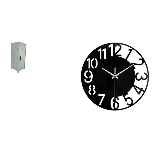 Lipstore Mini Acrylic Locker Cabinet Wall Clock Organizer Space Saving Stackable Dustproof Storage Bin Silent Easy to Read Simple Round Home