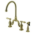 thumbnail image 3 of Kingston Brass Heirloom Bridge Kitchen Faucets with Brass Sprayer Brushed Nickel Brushed, 3 of 5