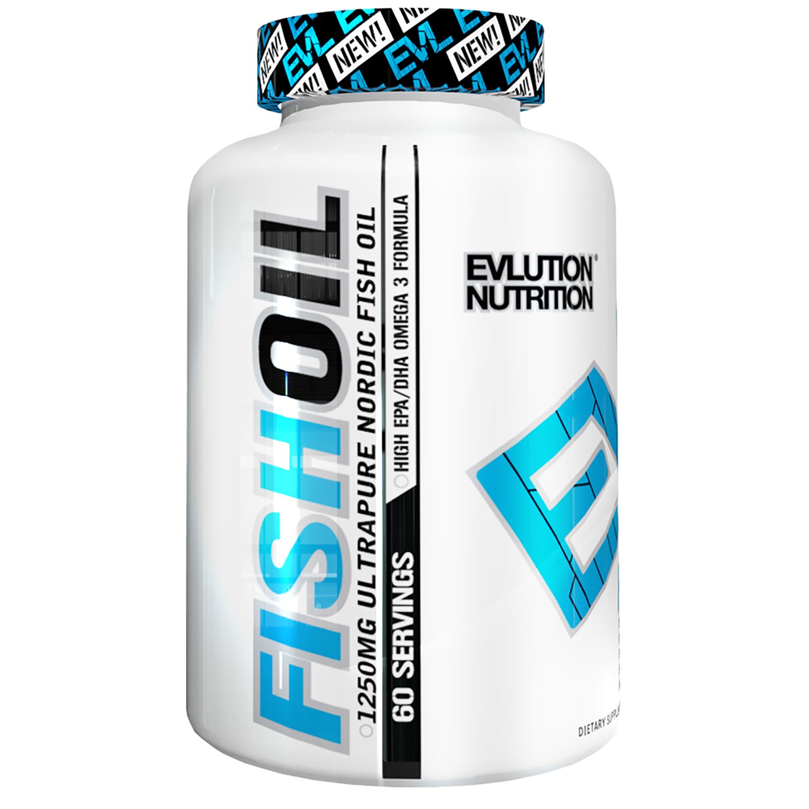 Evlution Nutrition Ultrapure High EPA/DHA Omega3 Nordic Fish Oil Servings, 1250 Mg, 60 Ct