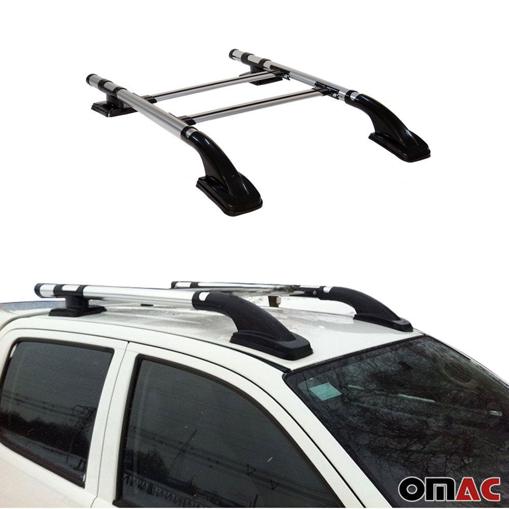 Top Roof Rack Side Rails Bars Silver Set for Nissan Navara D40 2016