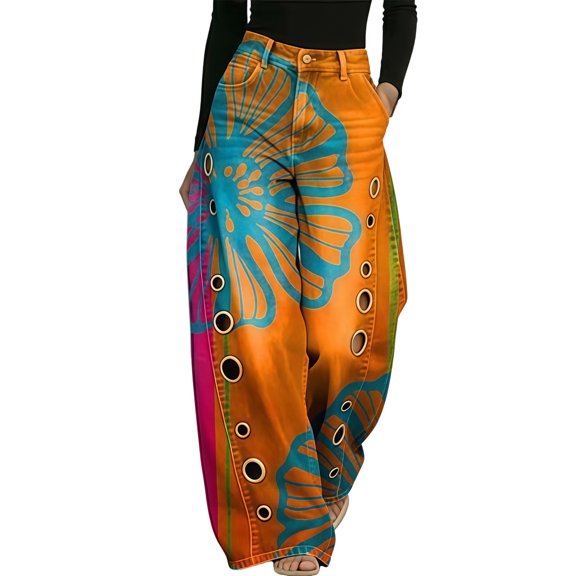 MVRLSH Women's Wide Leg Pants Comfy Elastic Waist Linen Cropped Lightweight Trousers Designed for Summer Vacation Styling Stretch Dress Casual Flowy Palazzo Pants Multicolor - L