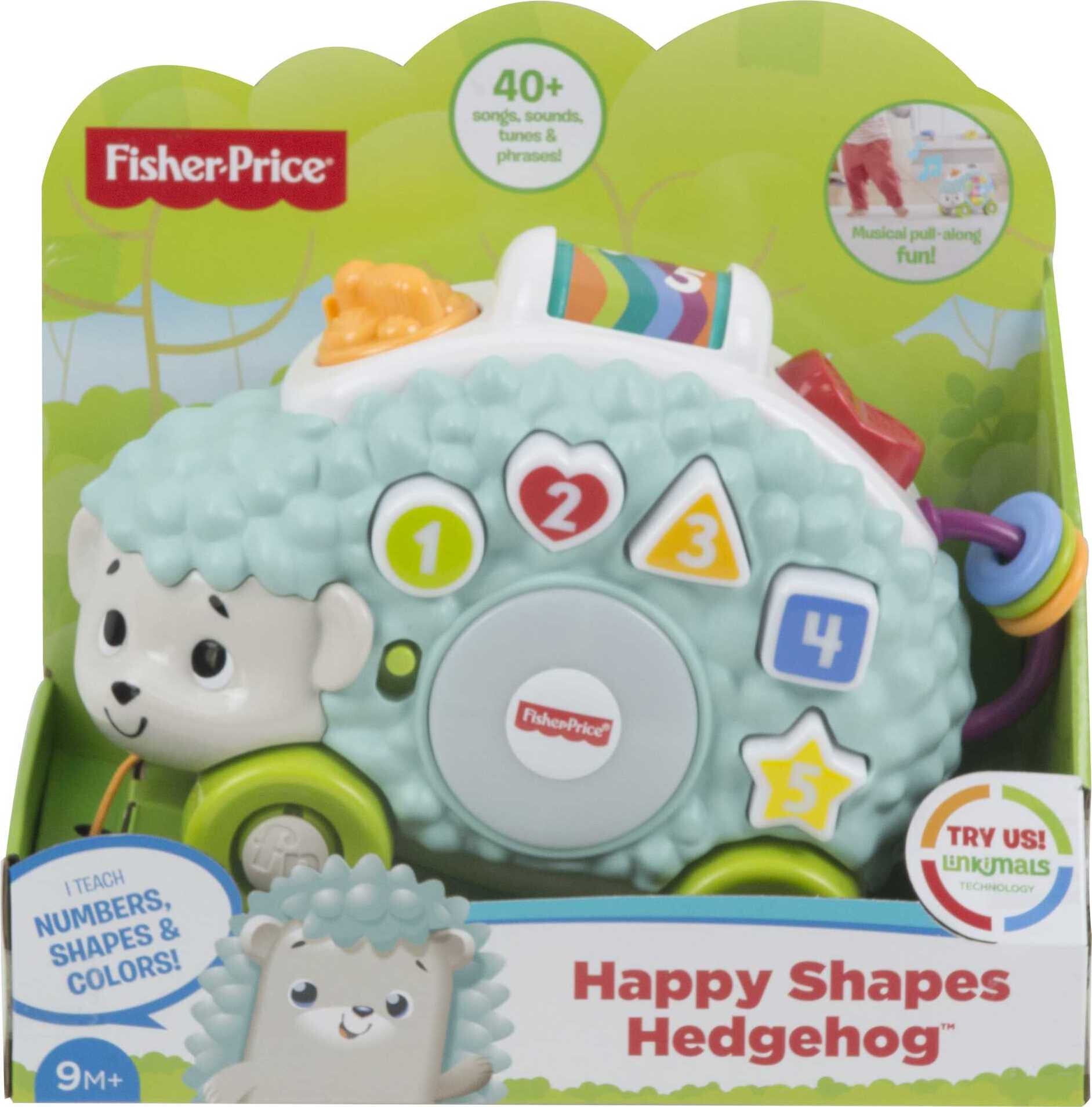 Fisher-Price Linkimals Happy Shapes Hedgehog Baby Learning Pull Toy with Lights & Music