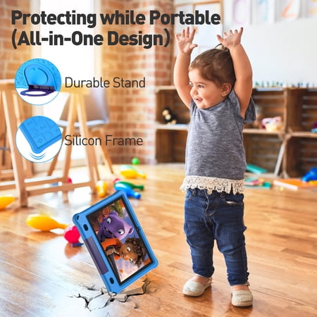 BAKEN ANDROID 14 KIDS TABLET 10.1 INCH WITH CASE, 3GB RAM 64GB, IPS TOUCH SCREEN, QUAD-CORE,1280X800 | WI-FI6 | 6000MAH | GOOGLE CERTIFIED(BLUE)