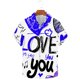 thumbnail image 2 of Camisas Casuales de los Hombres Día de San Valentín Impreso Manga Corta Solapa, Poliéster Ligero para el Ocio de Primavera Verano Y Uso Diario, 2 of 9