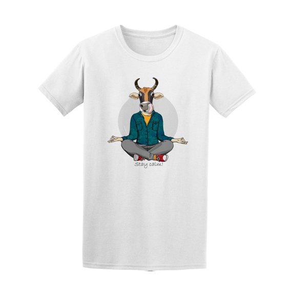 Stay Calm! Cow Meditating Tee Men's -Image by Shutterstock