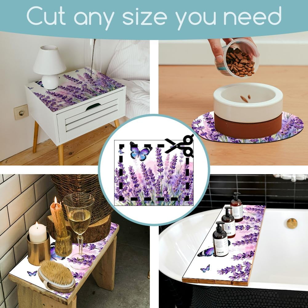 Purple Butterfly Washer Dryer Dust Cover 23.6×19.69inch Lavender Washing Machine Top Protector Pads Non Slip Washing Machine Top Covers