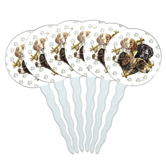 Dog Diamond Hunting Breeds Cupcake Picks Toppers Decoration Set of 6