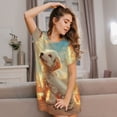 thumbnail image 3 of Lsque Sunshine Golden Cloud Dog Pattern Nightgowns for Women Sleep Shirts Short Sleeve Nightshirt Pullover Nightdress Soft Sleepwear Relaxed Fit Nightdress, 3 of 6
