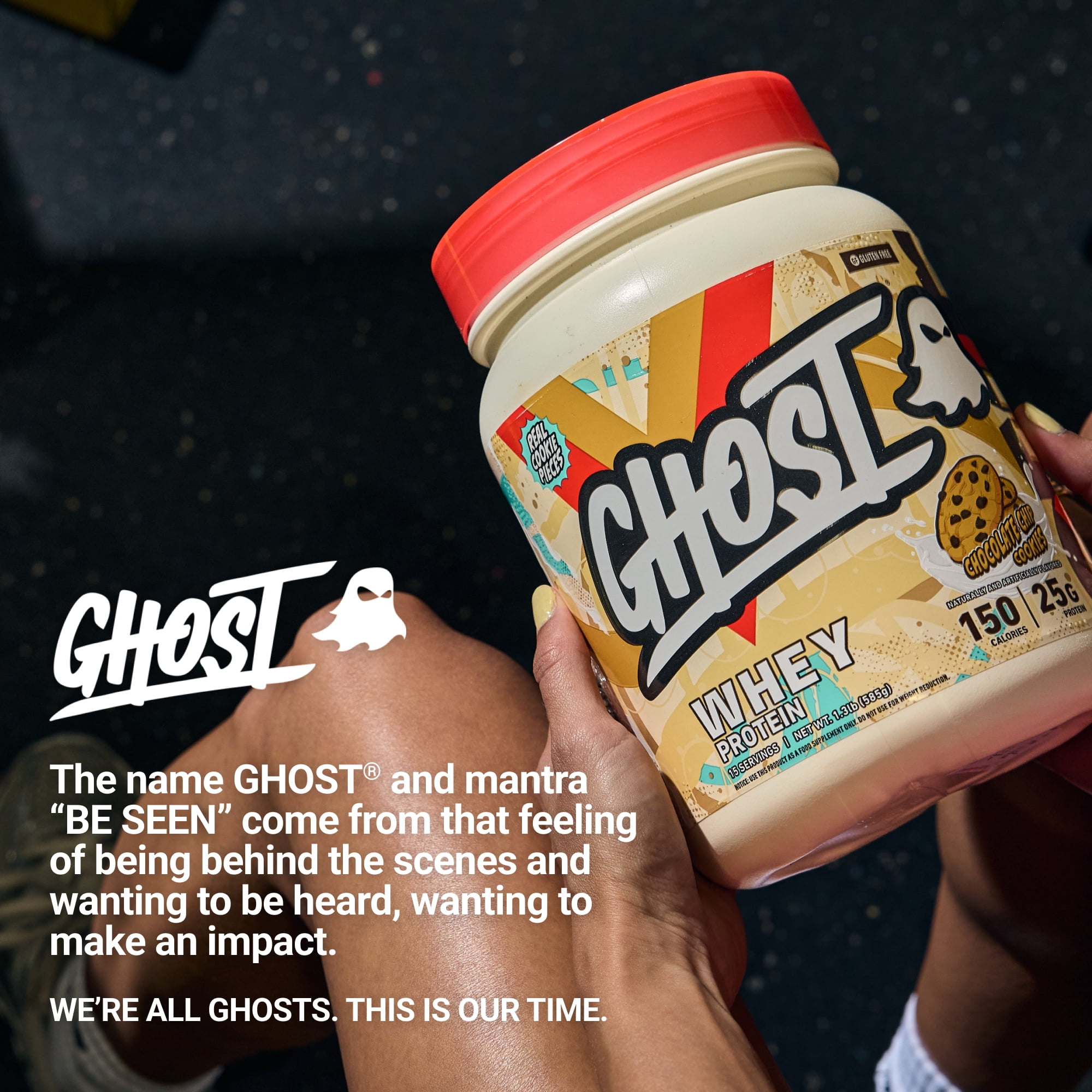 GHOST Whey Protein Powder, 25g Protein, Chocolate Chip Cookie, 1.3lb, 15 Servings