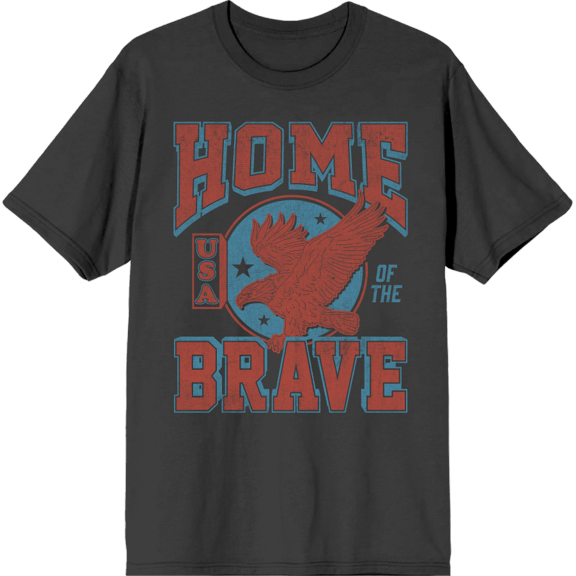 USA Home of the Brave Charcoal Men's Crew Neck Short Sleeve Tee-Medium