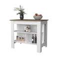 thumbnail image 2 of Kitchen Island with Storage Cabinet, Stationary Kitchen Table with Wood Worktop, Kitchen Island Side Table with 3 Open Shelves for Home, Coffe Bar, Kitchen, 2 of 7