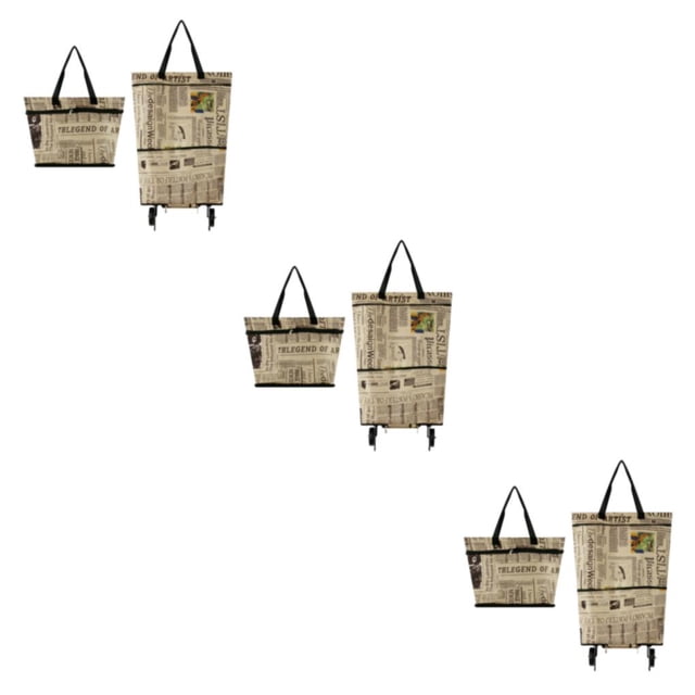 Guardoinrt Foldable Shopping Bag Practicality And Style Combined Practical And Convenient Shopping Trolley Bag English newspaper 3Set