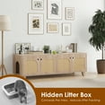 thumbnail image 4 of MAYEERTY 58*20"Double Hidden Cat House Cabinet with Rattan Doors and Dual Entrances for Two Cats, Nature, 4 of 7