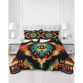 thumbnail image 3 of Boho Orange Teal King Size Down Alternative Comforter, Lightweight Comforter Quilt Bedding Set with Pillow Shams Geometric Vintage Southwestern Ethnic All Seasons Bed Comforter Duvet Insert 96"x106", 3 of 7