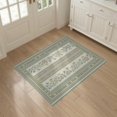 thumbnail image 3 of ODIKA 3'x5' Washable Accent Rug Grey Boho Vintage Botanical Stripe Sage Woodland Beige Greenish for Bedside, Nursery Room, Pet Friendly & Non-Shedding, 3 of 7