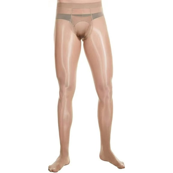 Men's Tights 10D Sexy Sheer Shiny Silk Stockings With Opening pantyhose