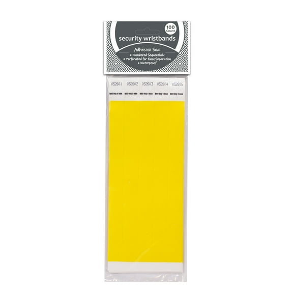 C-Line DuPont Tyvek Security Wristbands, Yellow, Pack of 100