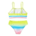 thumbnail image 4 of Girls Swimsuit Two Piece Color Patchwork Swimwear Set Tankini Rash Guard Beach Outfit for Kids, 4 of 9