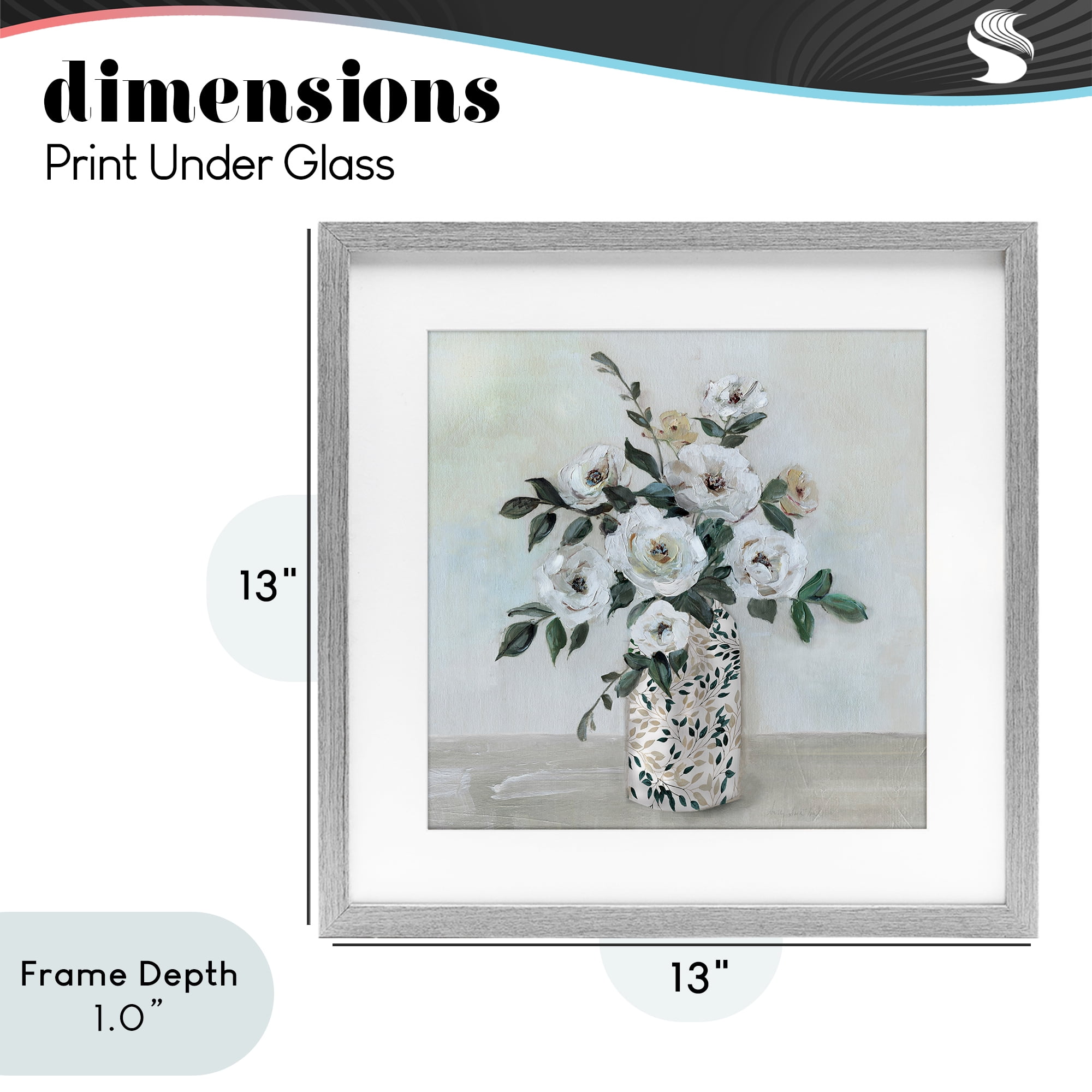Stupell Industries Leaf Patterned Flower Vase Gray Framed Print Under Glass, design by Sally Swatland