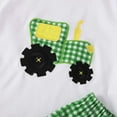 thumbnail image 6 of Toddler Baby Boys Outfits Short Sleeve Tractor Applique Shirt Tops + Gingham Shorts 2Pcs Set, 6 of 6