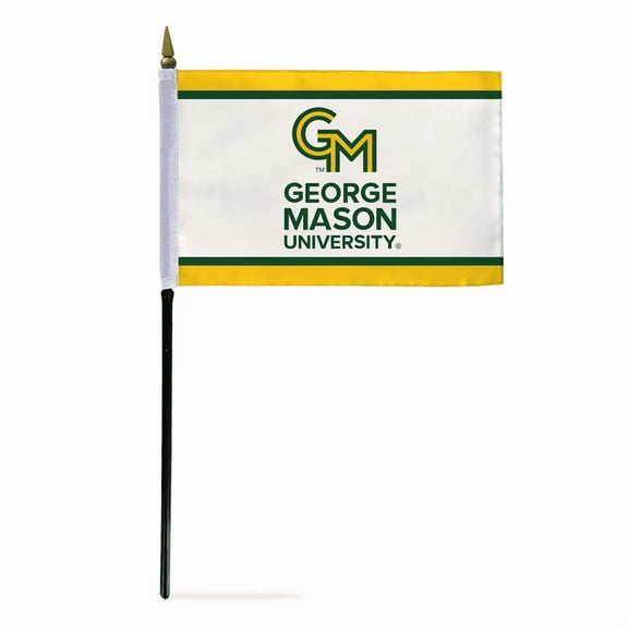AGAS George Mason University Patriots GMU flags on sticks with Plastic Base 4x6 inch Polyester - 4"x6" Handheld Stick flags