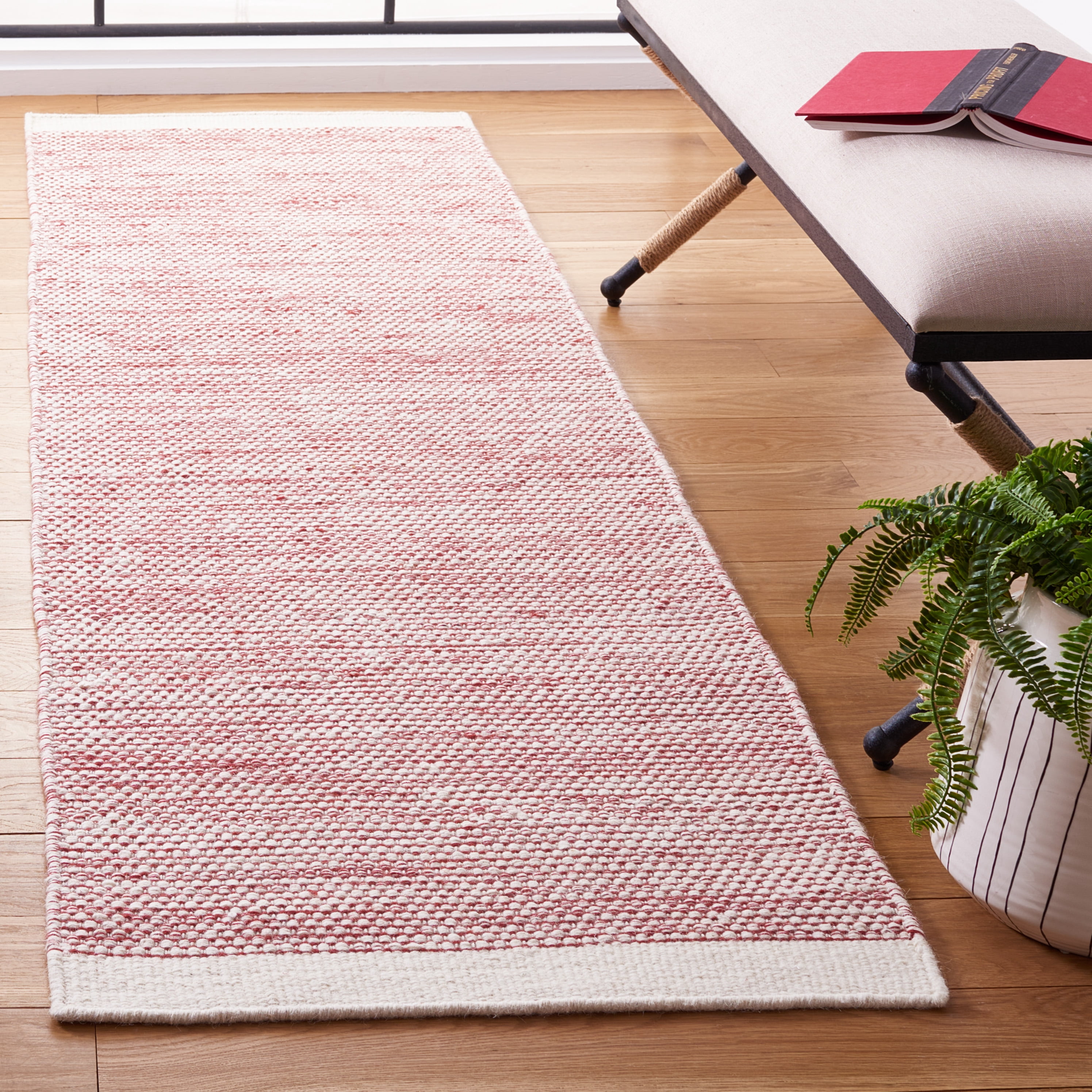 SAFAVIEH Natura Mellony Solid Runner Rug, Red/Ivory, 2'3" x 8'