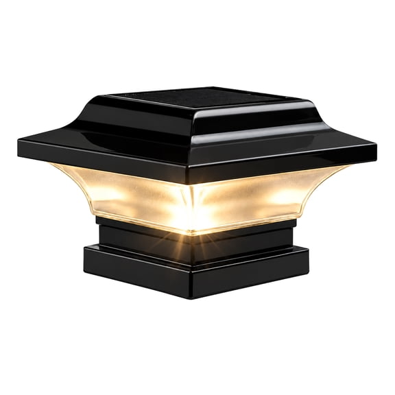 Classy Caps Imperial Solar Post Cap with 3"x3" Base Adapter - Fits 3"x3" Posts - Black Aluminum