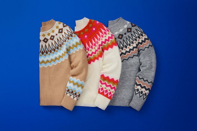 99 Jane Street Women's Fair Isle Crewneck Sweater with Long Sleeves, Midweight, Sizes XS-XL