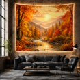 thumbnail image 6 of Autumn Mountain Stream Under Golden Sky, Serene Vintage Style for Nature Lovers, Nature Wall Art, Thanksgiving Hostess Gift, Tapestry Wall Hanging for Bedroom and Living Room, 6 of 7